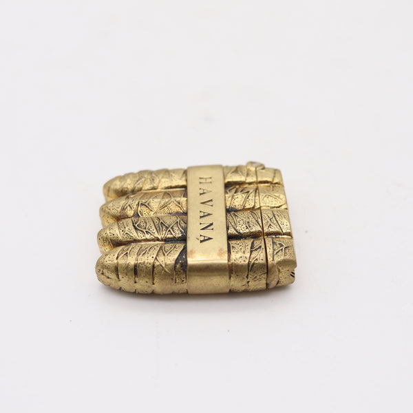 HAVANA 1900 Antique Cigars-Shaped Vesta Box In 18Kt Gold Plated Bronze