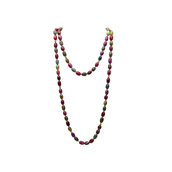 -Italian Necklace Sautoir In 18Kt Yellow Gold With 342.40 Ctw In Color Sapphires