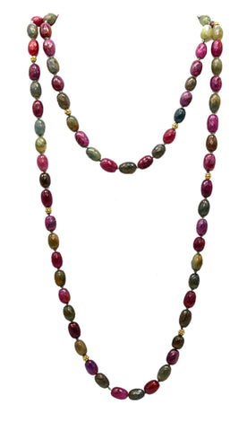 -Italian Necklace Sautoir In 18Kt Yellow Gold With 342.40 Ctw In Color Sapphires