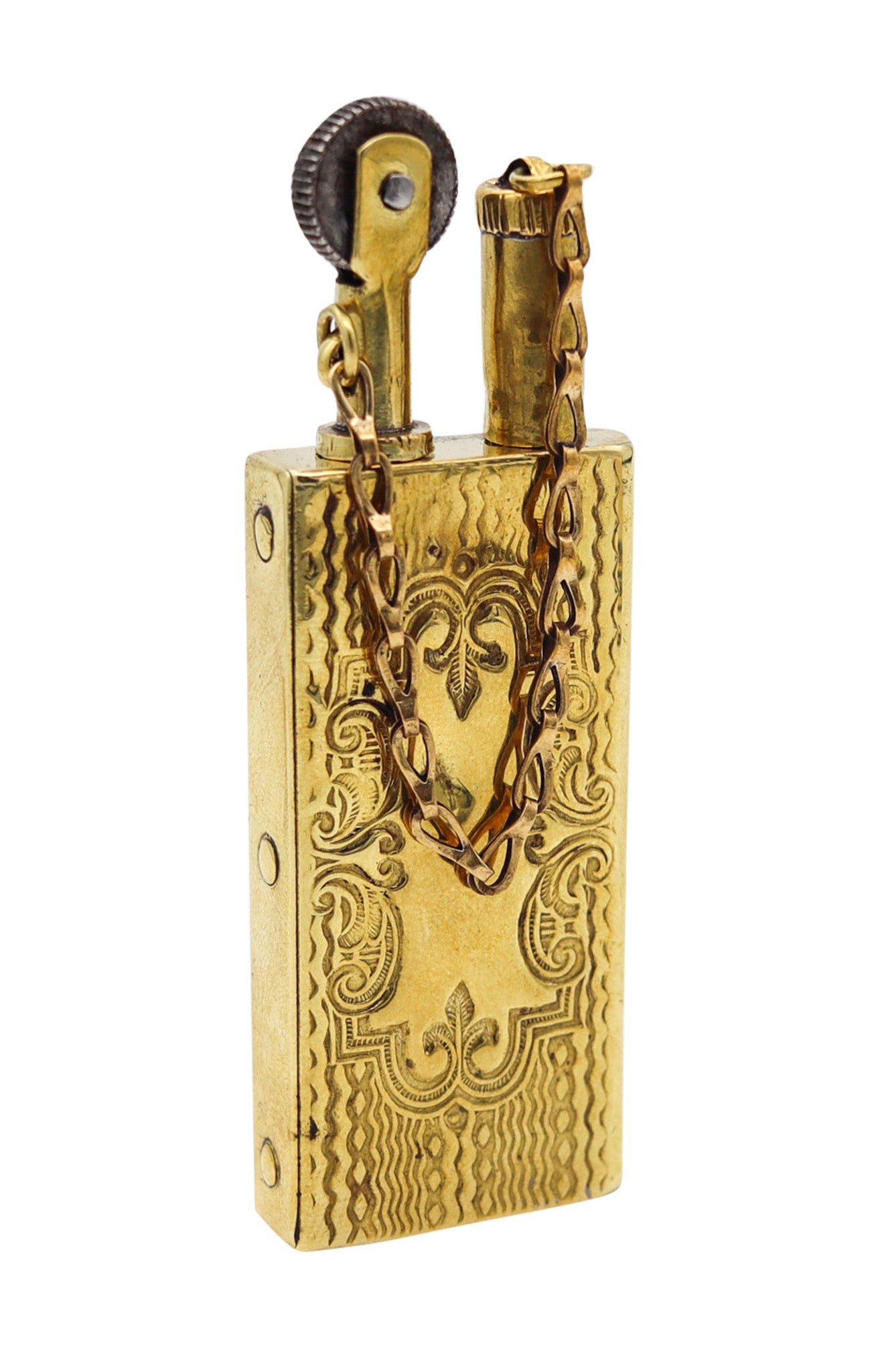 RUPERT LICHTMAN 1920 Austria “ER-ELL” Lighter Fortuna-Drehring Embossed Brass