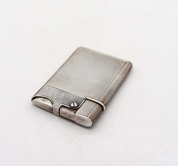 -Asprey & Co. London Guilloche Wafer Petrol Lighter In Solid .925 Sterling Silver