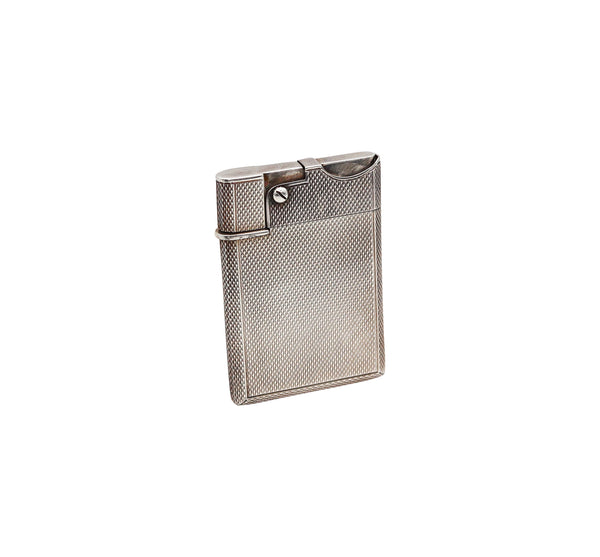 -Asprey & Co. London Guilloche Wafer Petrol Lighter In Solid .925 Sterling Silver