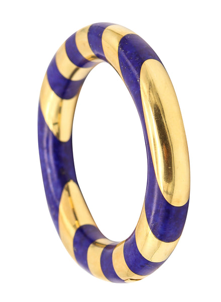 TIFFANY & CO. Angela Cummings Geometric Bangle Bracelet In 18Kt Gold & Lapis Lazuli