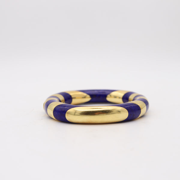 TIFFANY & CO. Angela Cummings Geometric Bangle Bracelet In 18Kt Gold & Lapis Lazuli