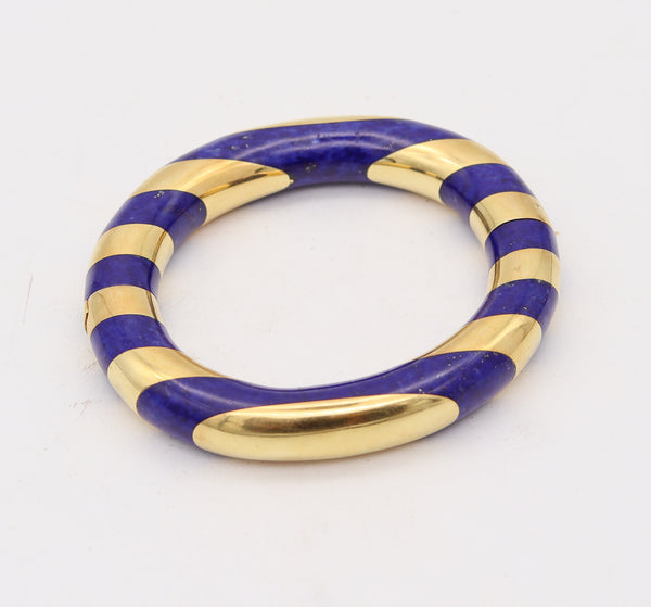 TIFFANY & CO. Angela Cummings Geometric Bangle Bracelet In 18Kt Gold & Lapis Lazuli