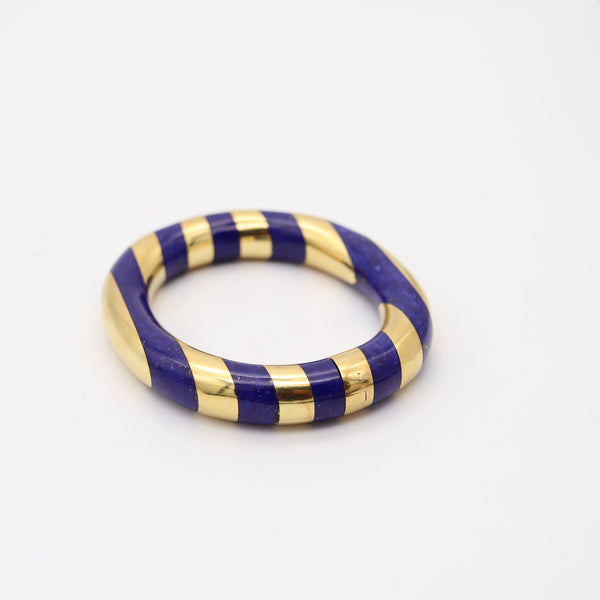 TIFFANY & CO. Angela Cummings Geometric Bangle Bracelet In 18Kt Gold & Lapis Lazuli
