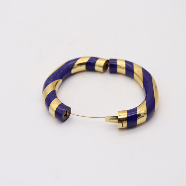 TIFFANY & CO. Angela Cummings Geometric Bangle Bracelet In 18Kt Gold & Lapis Lazuli