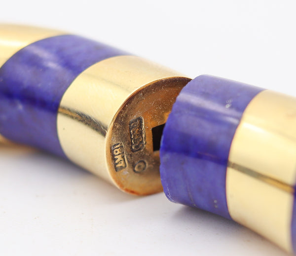 TIFFANY & CO. Angela Cummings Geometric Bangle Bracelet In 18Kt Gold & Lapis Lazuli