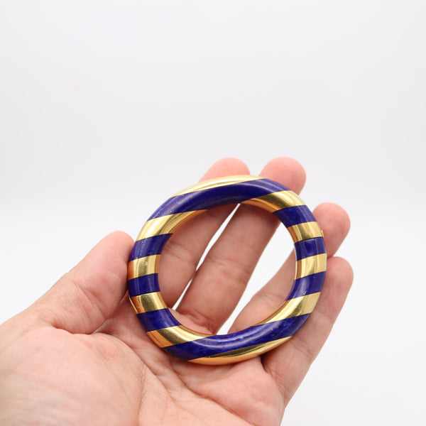 TIFFANY & CO. Angela Cummings Geometric Bangle Bracelet In 18Kt Gold & Lapis Lazuli