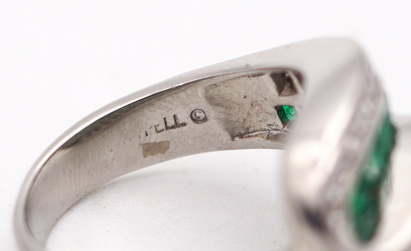 CHARLES KRYPELL Cocktail Ring In Platinum With 3.60 Ctw In Diamonds & Emeralds