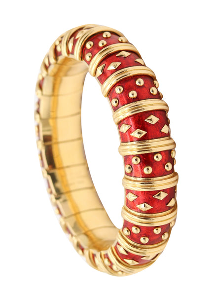 TIFFANY & CO. France Schlumberger Studios Red Paillonné Bracelet In 18Kt Yellow Gold