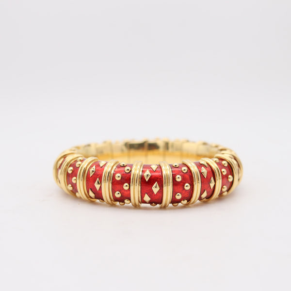TIFFANY & CO. France Schlumberger Studios Red Paillonné Bracelet In 18Kt Yellow Gold