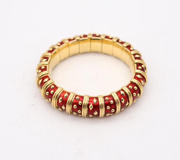 TIFFANY & CO. France Schlumberger Studios Red Paillonné Bracelet In 18Kt Yellow Gold