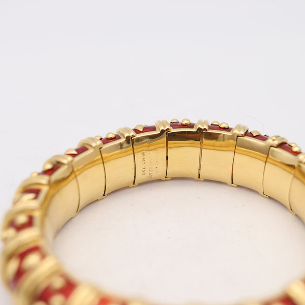 TIFFANY & CO. France Schlumberger Studios Red Paillonné Bracelet In 18Kt Yellow Gold