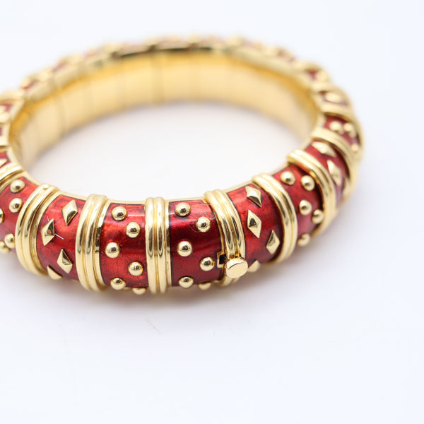 TIFFANY & CO. France Schlumberger Studios Red Paillonné Bracelet In 18Kt Yellow Gold