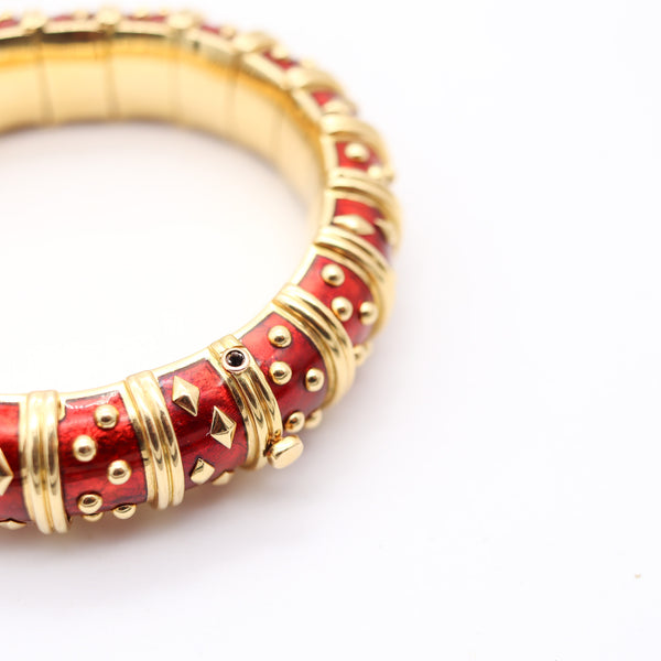 TIFFANY & CO. France Schlumberger Studios Red Paillonné Bracelet In 18Kt Yellow Gold