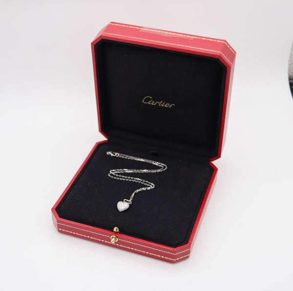 CARTIER Paris Heart Necklace In 18Kt White Gold With VS Diamonds In Box