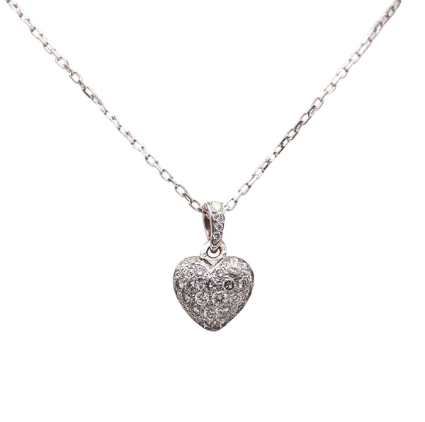 CARTIER Paris Heart Necklace In 18Kt White Gold With VS Diamonds In Box