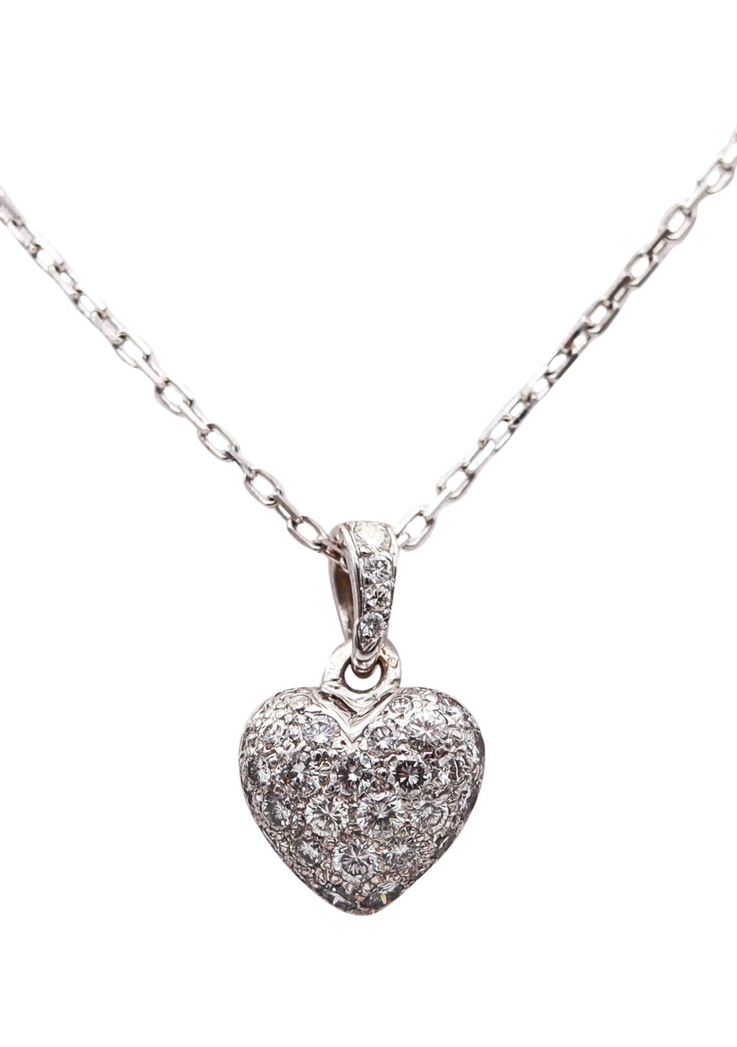 CARTIER Paris Heart Necklace In 18Kt White Gold With VS Diamonds In Box