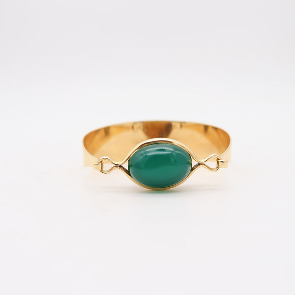 PUIG DORIA 1970 Sculptural Reversible Bangle Bracelet In 18Kt Gold With Gems