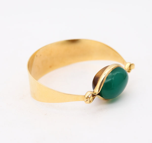 PUIG DORIA 1970 Sculptural Reversible Bangle Bracelet In 18Kt Gold With Gems