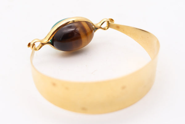 PUIG DORIA 1970 Sculptural Reversible Bangle Bracelet In 18Kt Gold With Gems