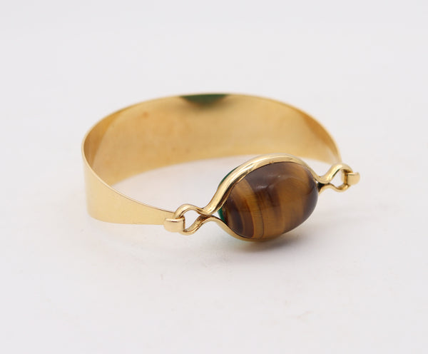 PUIG DORIA 1970 Sculptural Reversible Bangle Bracelet In 18Kt Gold With Gems