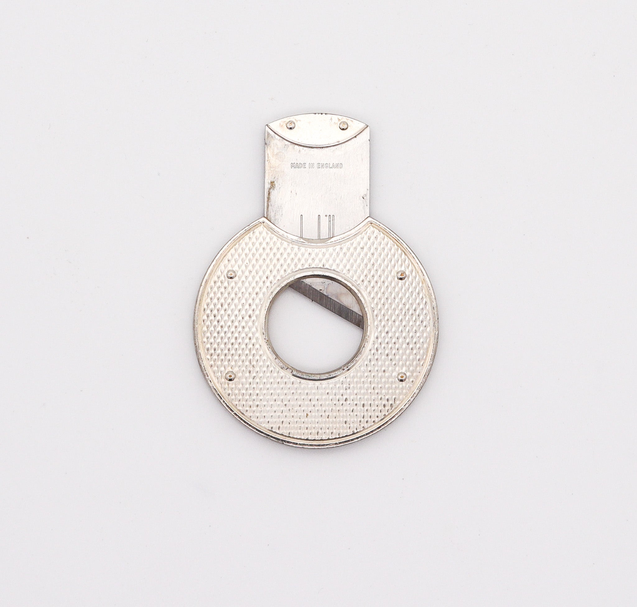 ALFRED DUNHILL London Round Cigar Cutter In Steel And .925 