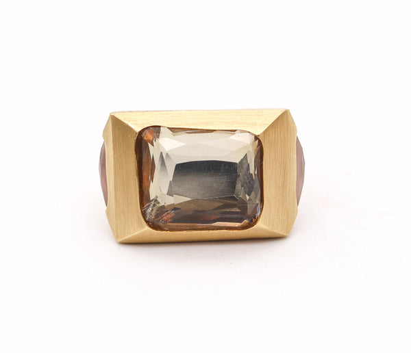 H. STERN By Diane Von Furstenberg Sculptural Cocktail Ring In 18Kt Gold & Quartzes