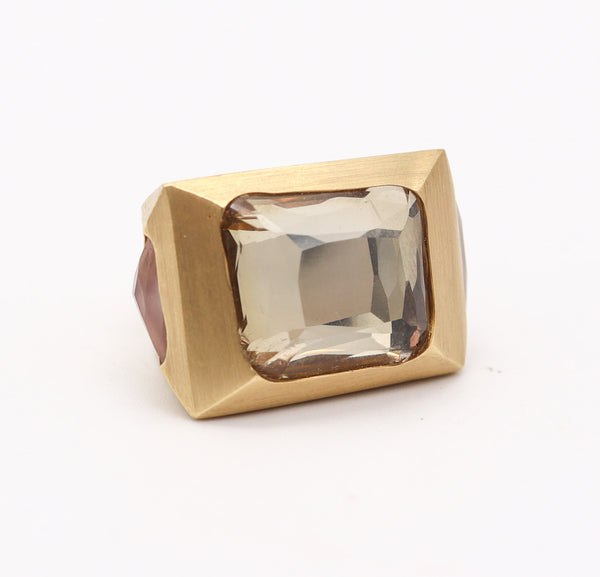 H. STERN By Diane Von Furstenberg Sculptural Cocktail Ring In 18Kt Gold & Quartzes