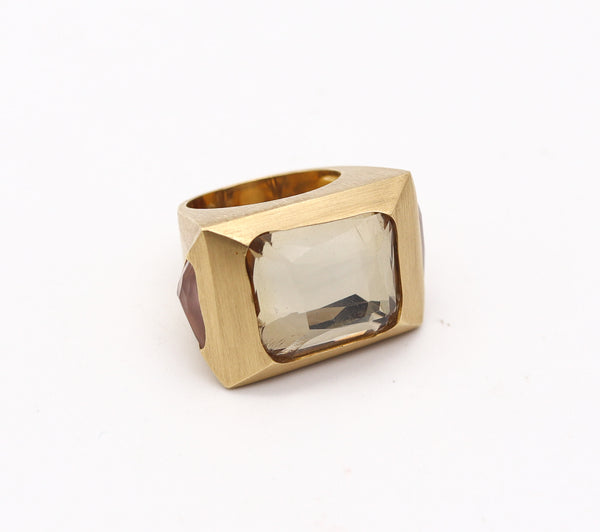 H. STERN By Diane Von Furstenberg Sculptural Cocktail Ring In 18Kt Gold & Quartzes