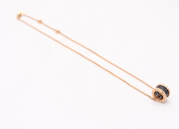 BVLGARI Modernist B-Zero1 Ceramic Pendant Necklace Chain In 18Kt Pink Gold