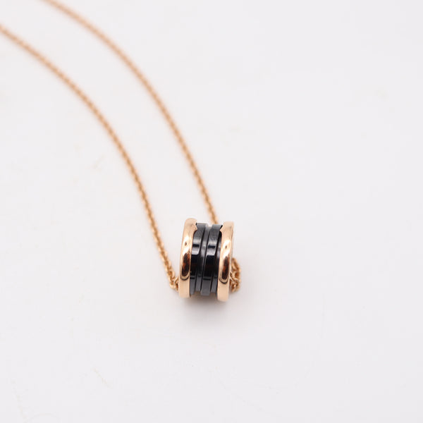 BVLGARI Modernist B-Zero1 Ceramic Pendant Necklace Chain In 18Kt Pink Gold
