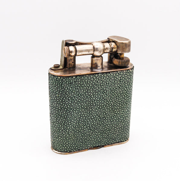 Dunhill England 1940 Desk Table Unique Lift Arm Petrol Lighter With Shagreen