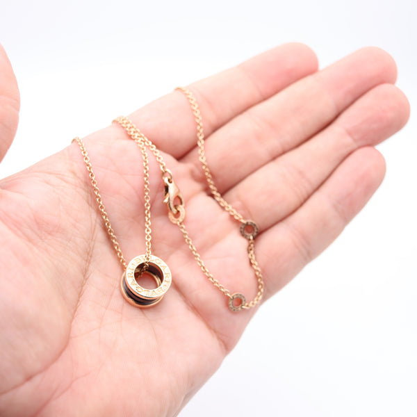 BVLGARI Modernist B-Zero1 Ceramic Pendant Necklace Chain In 18Kt Pink Gold