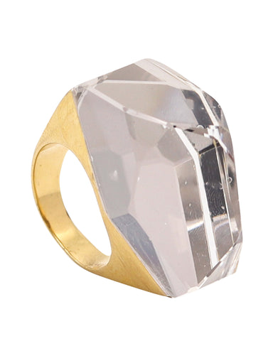 H. STERN By Diane Von Furstenberg Geometric Power Ring In 18Kt Gold & Rock Quartz