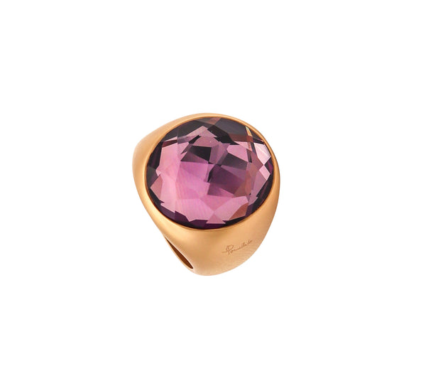 POMELLATO Narciso Cocktail Ring In Brushed 18Kt Yellow Gold With 5.75 Cts Amethyst