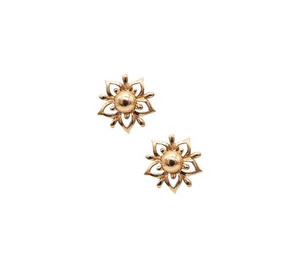 -Cartier 1950 Retro Modernist Clips On Earrings In Solid 14Kt Yellow Gold