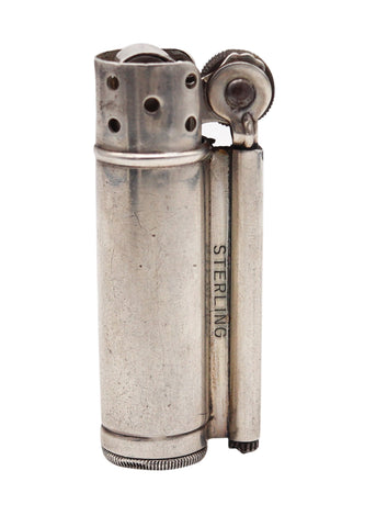 -DUNHILL 1940 Service Petrol Pocket Lighter In Solid .925 Sterling Silver With Box