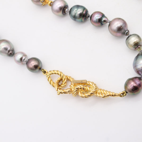VERDURA Milano Long Tahitian-Pearls Sautoir Necklace In 18Kt Gold Rubies & Diamonds