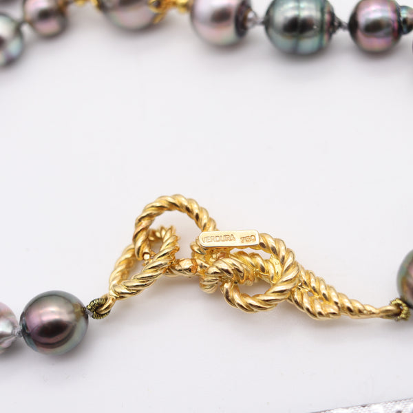 VERDURA Milano Long Tahitian-Pearls Sautoir Necklace In 18Kt Gold Rubies & Diamonds
