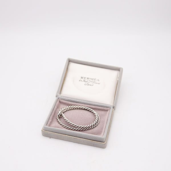 HERMES Paris 1960-1970 Twisted Ropes Money-Clip In .925 Sterling Silver With Box