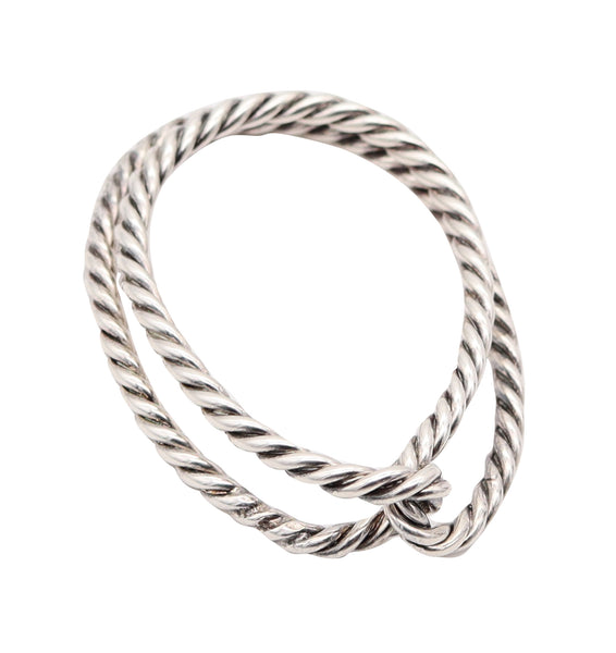 HERMES Paris 1960-1970 Twisted Ropes Money-Clip In .925 Sterling Silver With Box