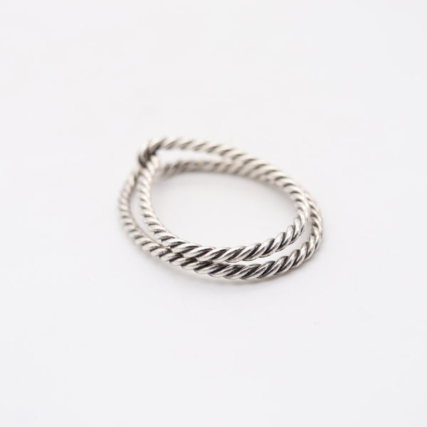 HERMES Paris 1960-1970 Twisted Ropes Money-Clip In .925 Sterling Silver With Box