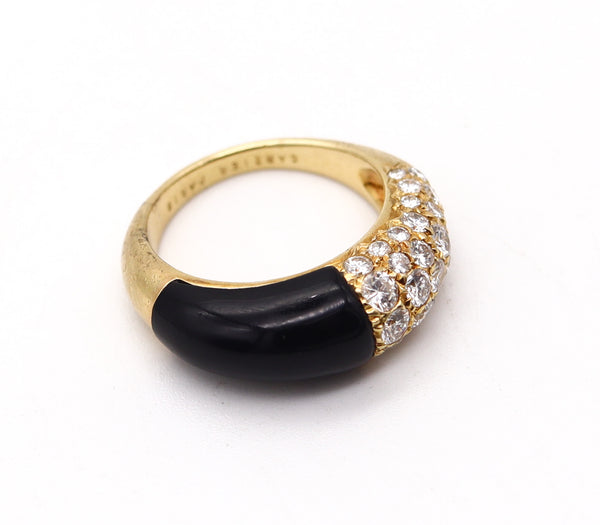 CARTIER Paris 1970 Andre Vassort Ring In 18Kt Gold With 3.36 Ctw Diamonds & Onyx