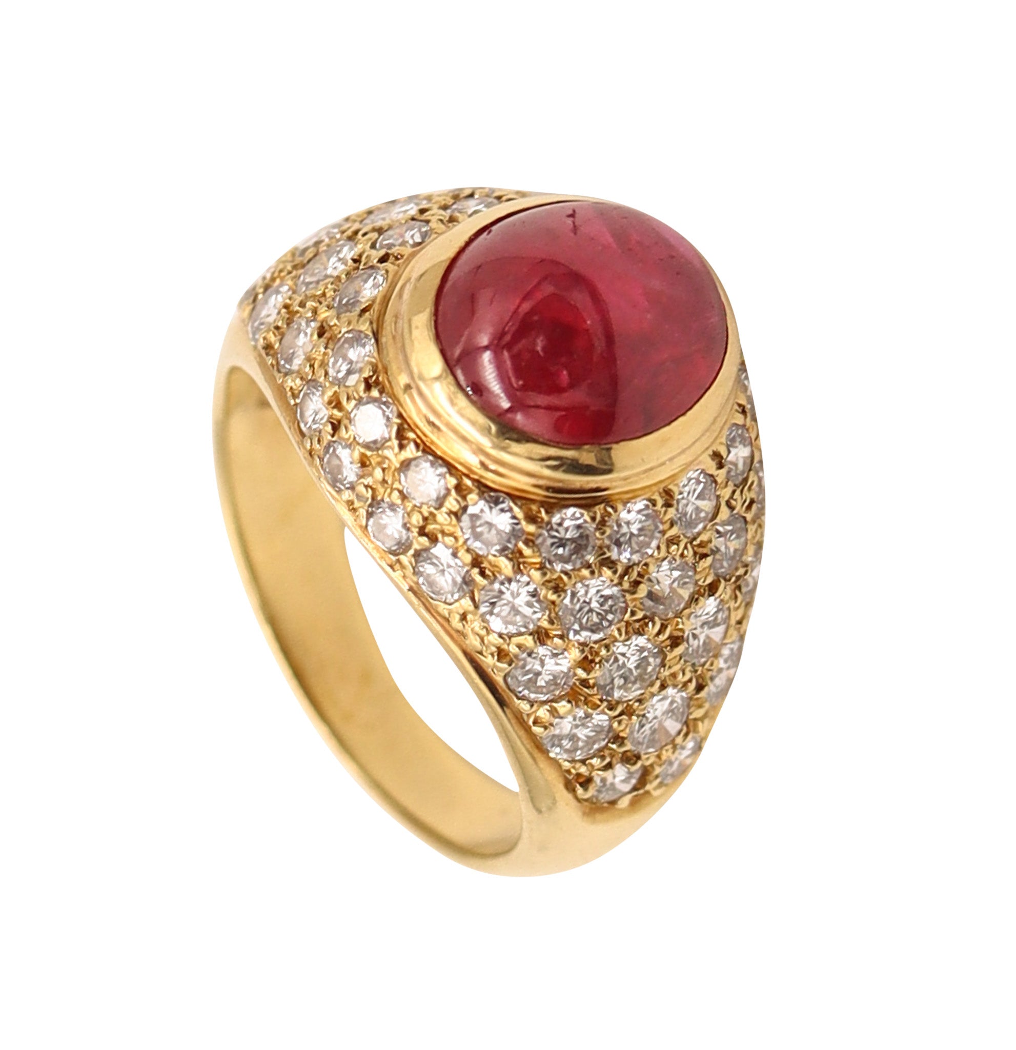 ADLER Geneva Cocktail Ring In 18Kt Yellow Gold With 6.13 Ctw In Diamonds & Ruby