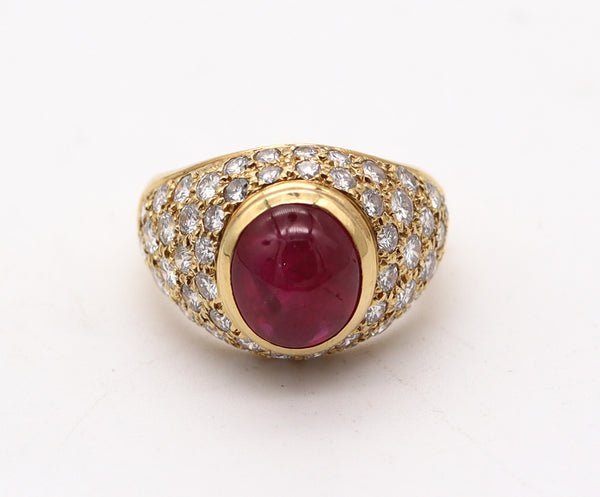 ADLER Geneva Cocktail Ring In 18Kt Yellow Gold With 6.13 Ctw In Diamonds & Ruby