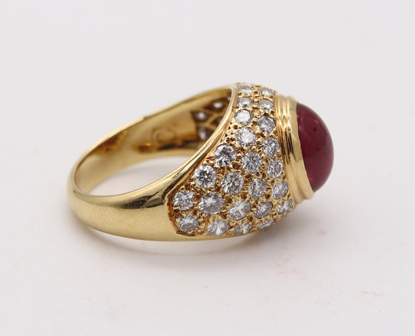 ADLER Geneva Cocktail Ring In 18Kt Yellow Gold With 6.13 Ctw In Diamonds & Ruby