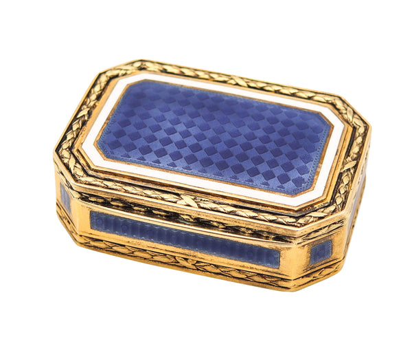 GERMAN 1925 Neo Classic Guilloche Enamel Snuff-Pill Box In Gilded 925 Sterling Silver