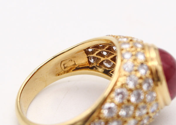 ADLER Geneva Cocktail Ring In 18Kt Yellow Gold With 6.13 Ctw In Diamonds & Ruby